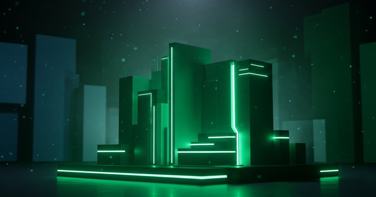 Advanced neural network architecture with semantic pathways glowing in emerald green and cyan