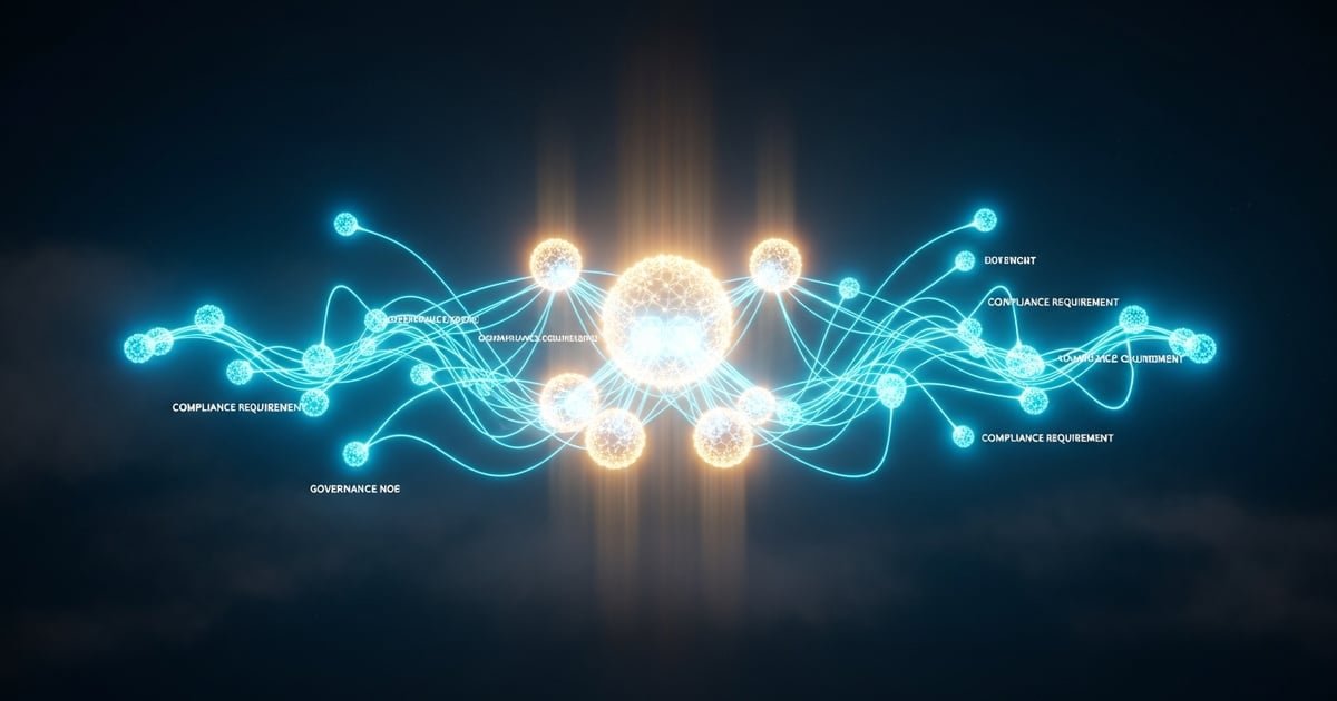 Advanced neural network architecture with semantic pathways glowing in emerald green and cyan