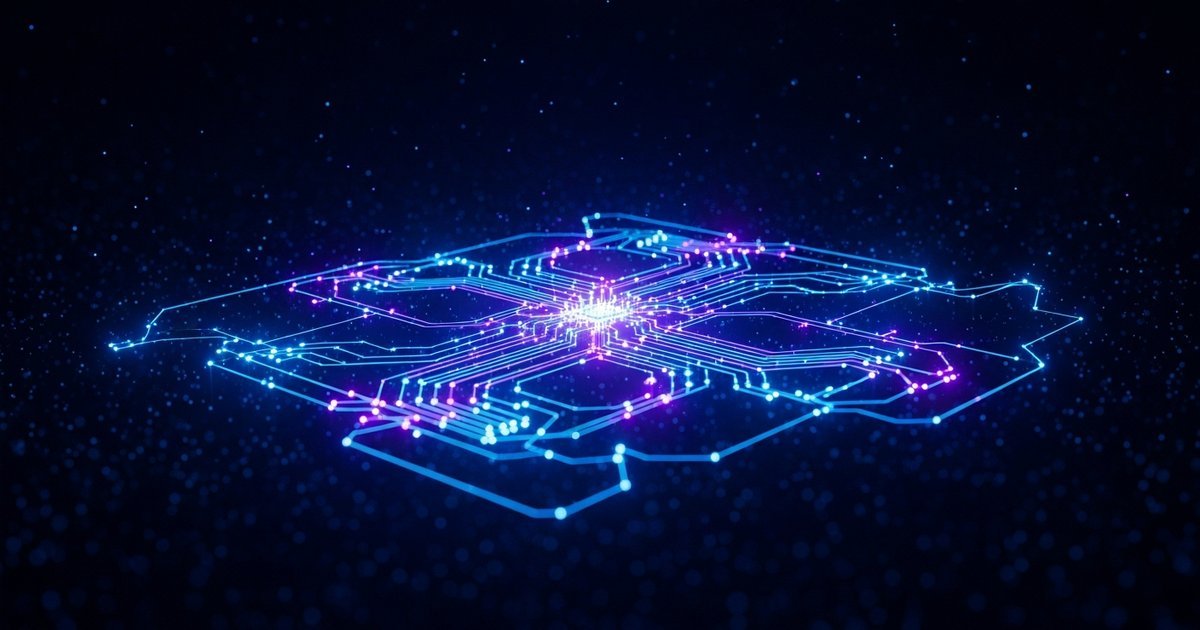 Advanced neural network architecture with semantic pathways glowing in emerald green and cyan